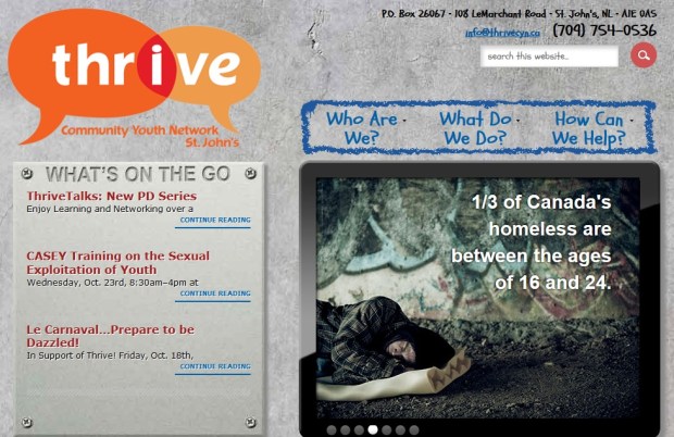 THRIVE homepage screenshot